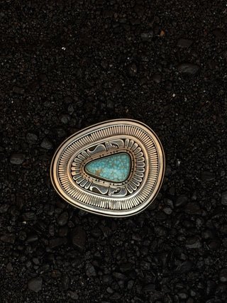 Number Eight Turquoise Overlay Belt Buckle | Leonard Nez